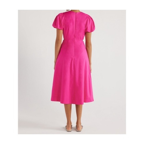 Scoop Womens Cut Out Midi Dress w Puff Sleeve Beetroot Purple Pink Size XS (0-2) - Picture 2 of 7